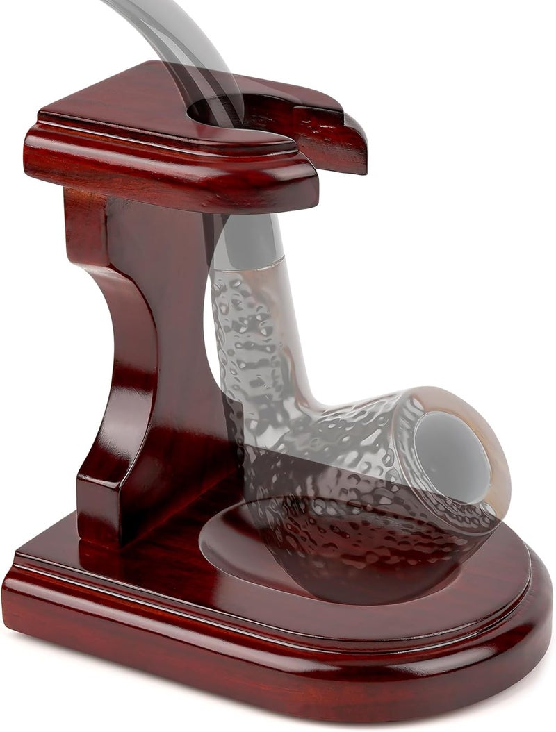 Linkidea Wooden Tobacco Pipe Stand Holder Rack, Compatible with Most Smoking Pipes, Portable Pipe Display Organizer, Pipe Holder for Smoking Accessories (Red) - Image 1